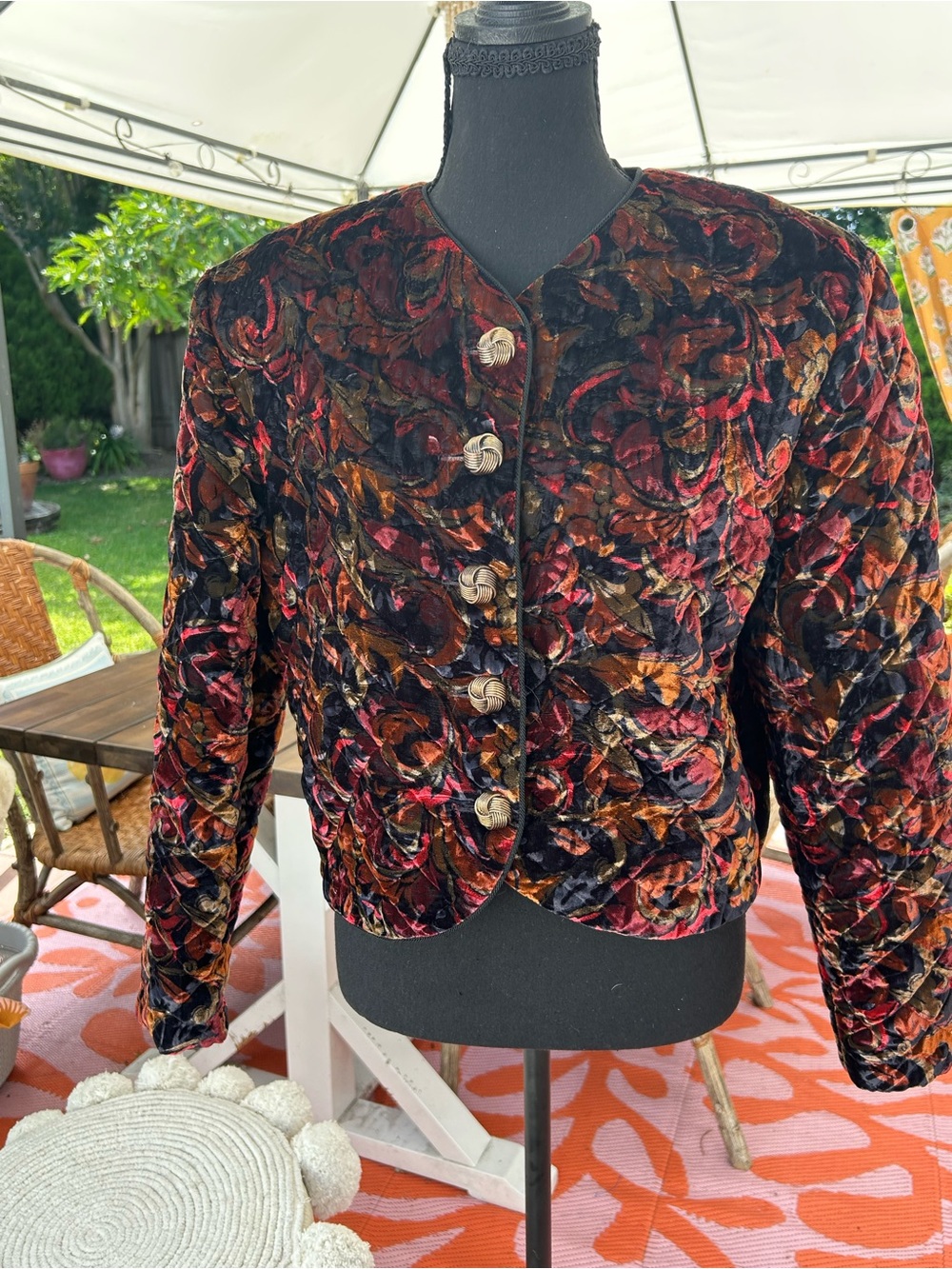 Wonderful vintage First Option quilted velvet jacket size medium